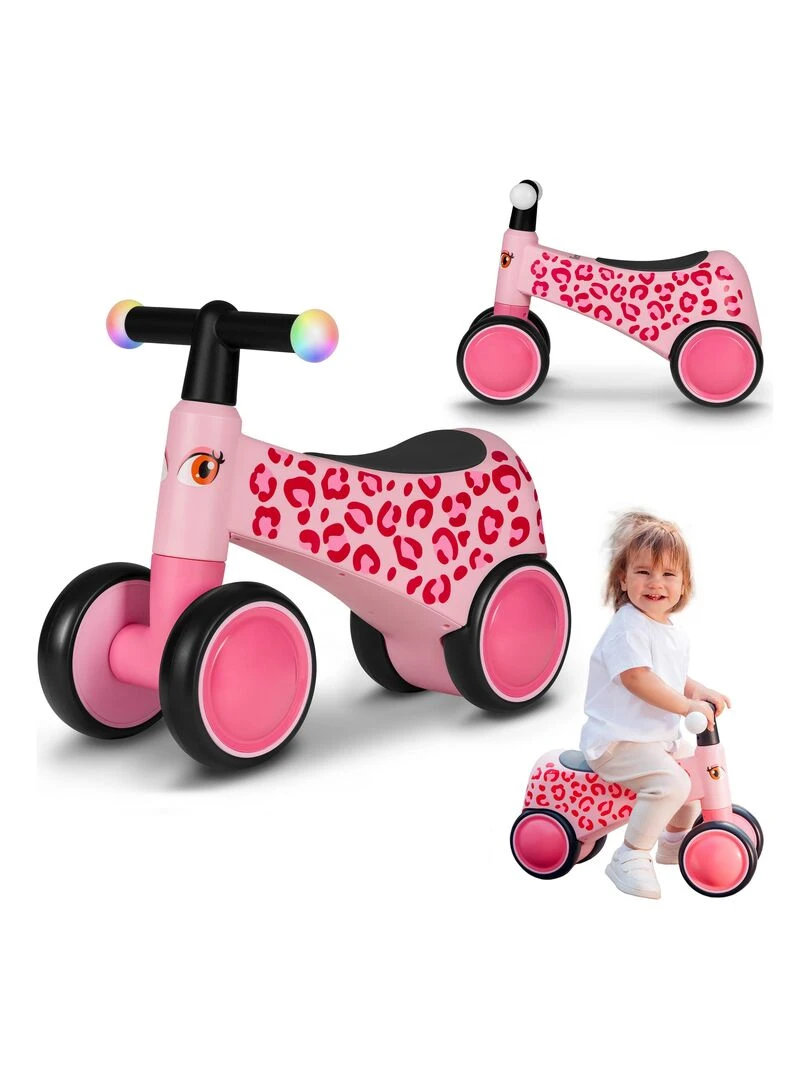 LIONELO Sammy Vélo enfant Draisienne à 4 Roues Lumières colorées 1 3 ans Jusqu'à 30 kg Rose