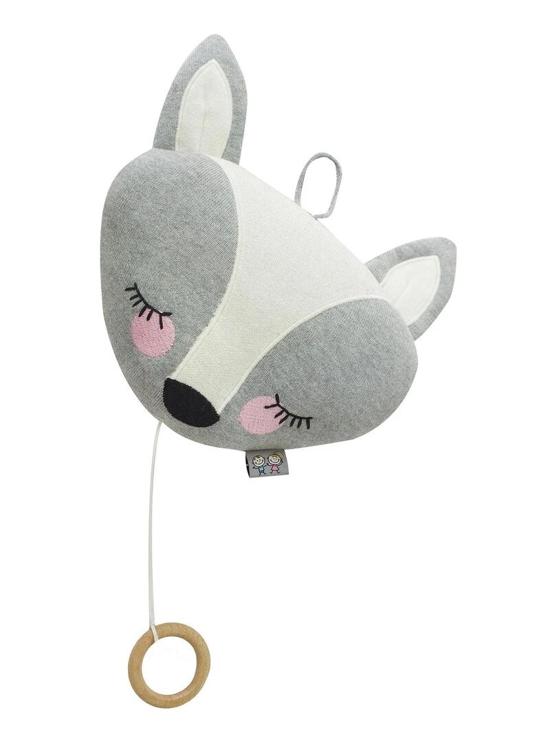 Veilleuse Musicale Renard en Coton Bio Gris