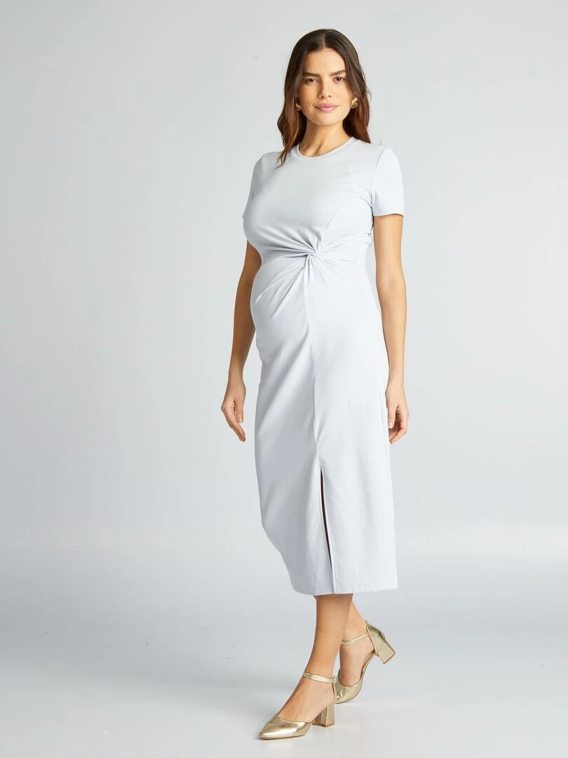 Robe longue grossesse stretch   Bleu gris
