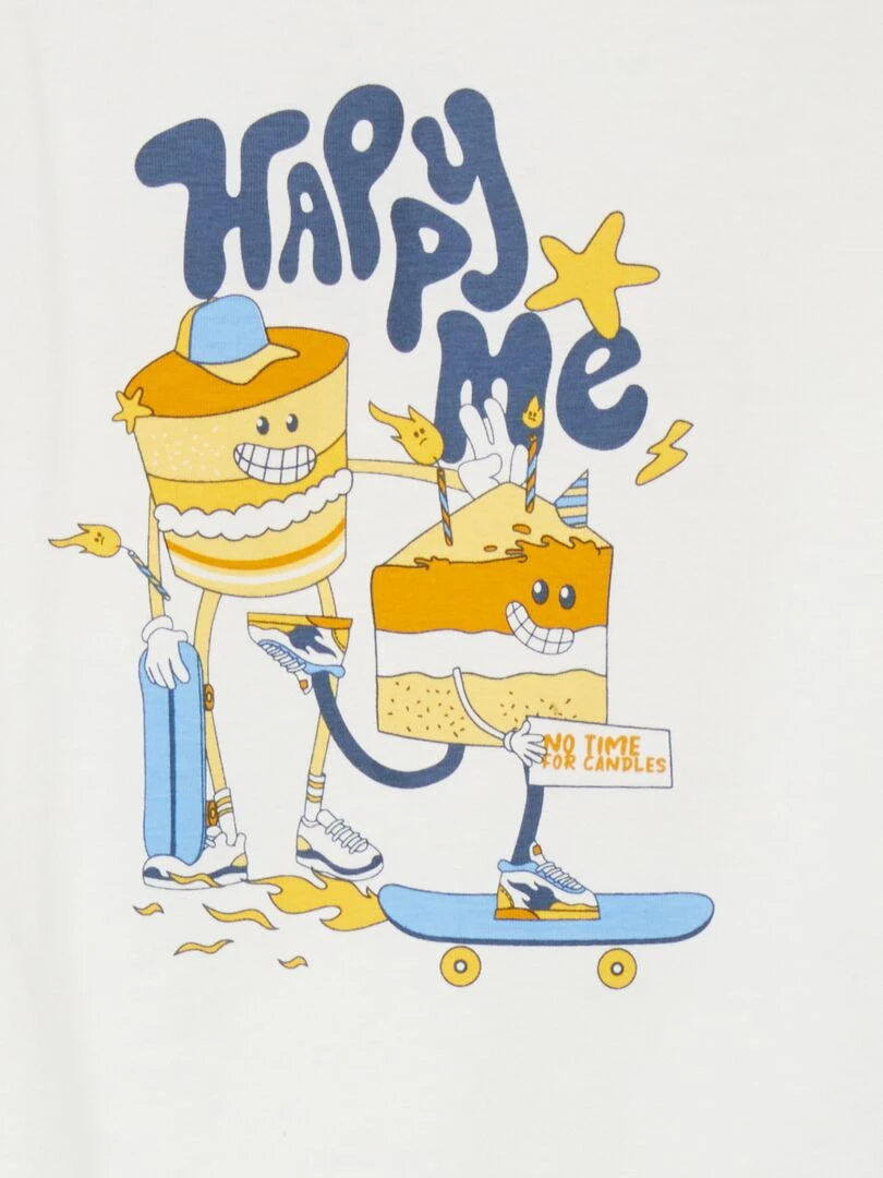 T shirt manches courtes 'anniversaire' Blanc