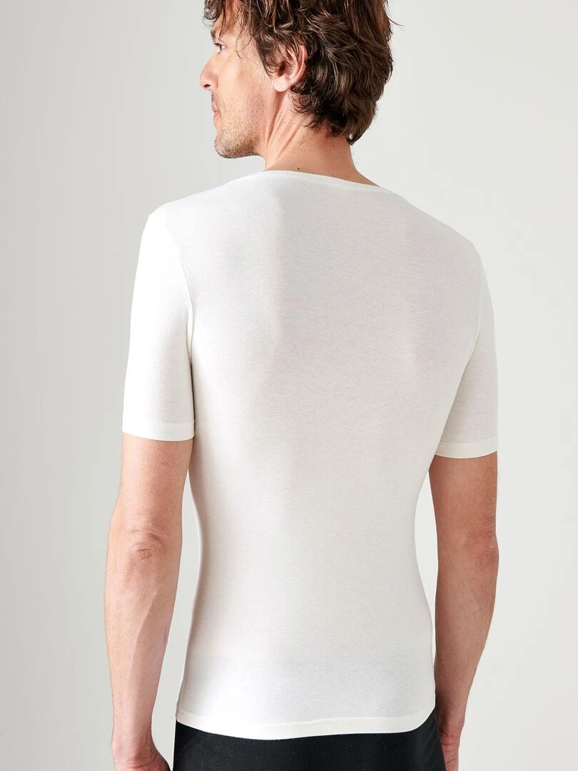 T shirt manches courtes col V Thermolactyl Sensitive   Damart   Ecru