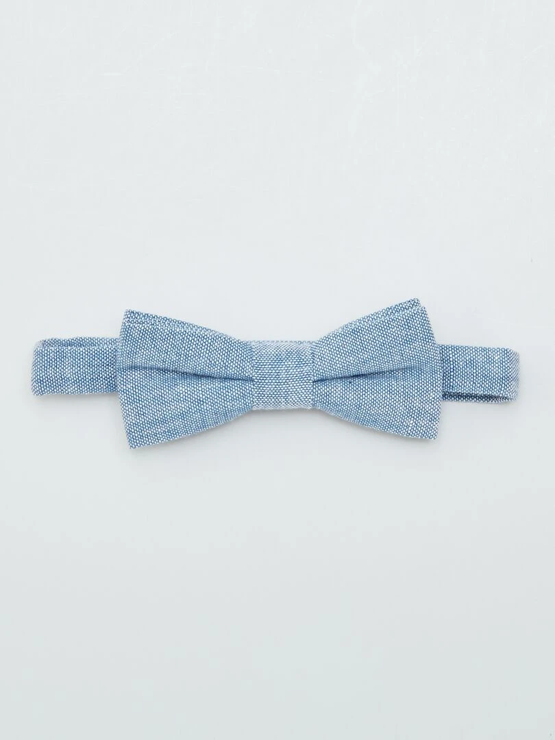 Nœud de papillon effet lin Bleu