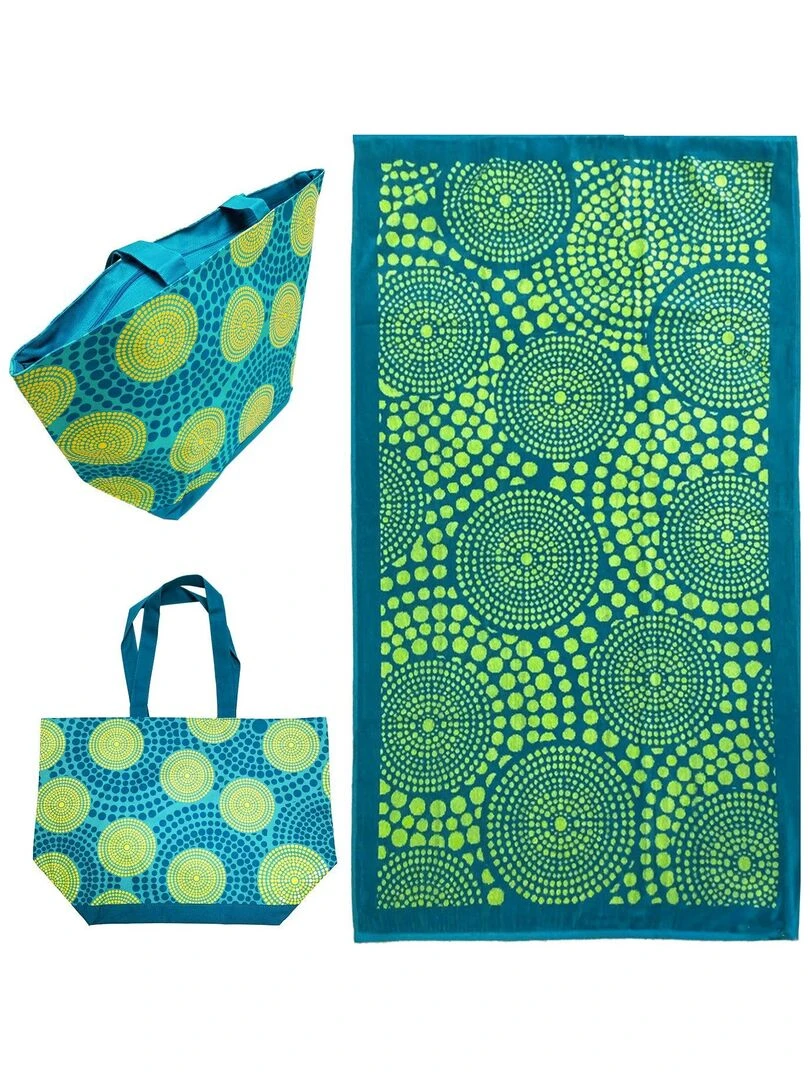 Pack serviette de plage et sac coordonné WAX Vert