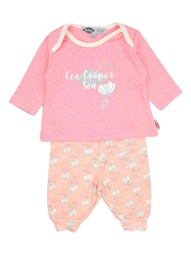 Lee Cooper Ensemble Body t shirt pantalon bébé fille Imprimé Logo Rose