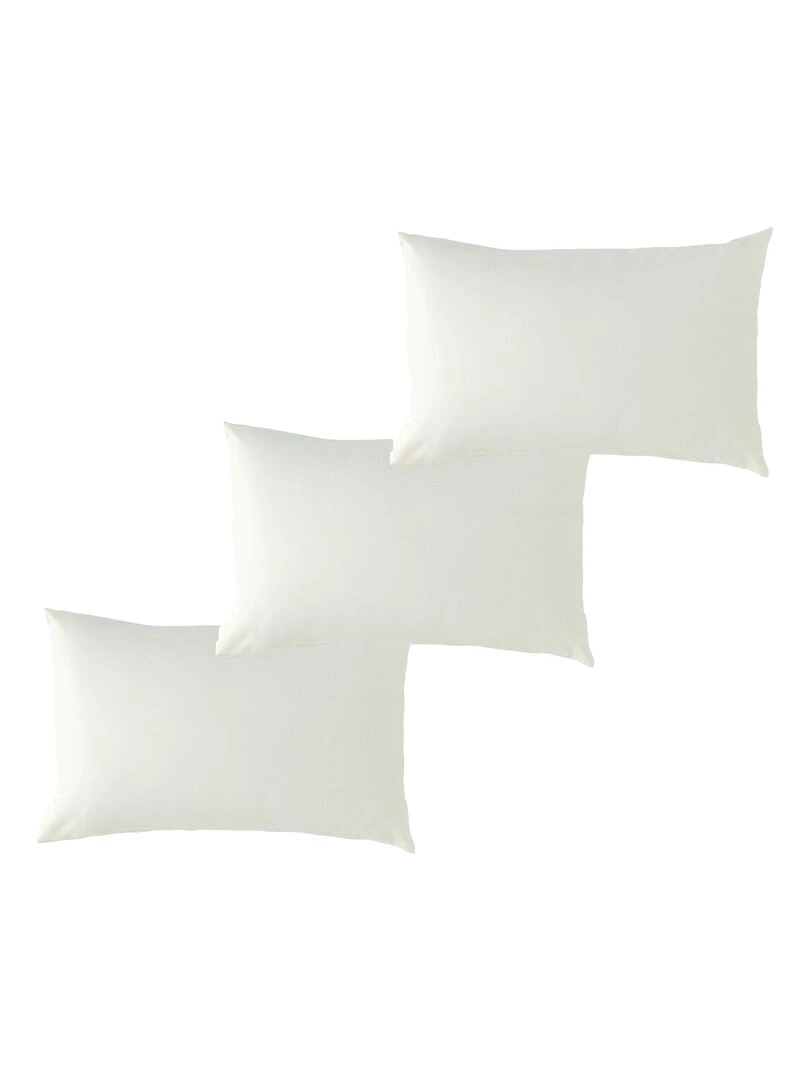 Lot x3 Taies d'oreiller 40x60 cm 100% coton Bio 'Ptit Basile' Ecru
