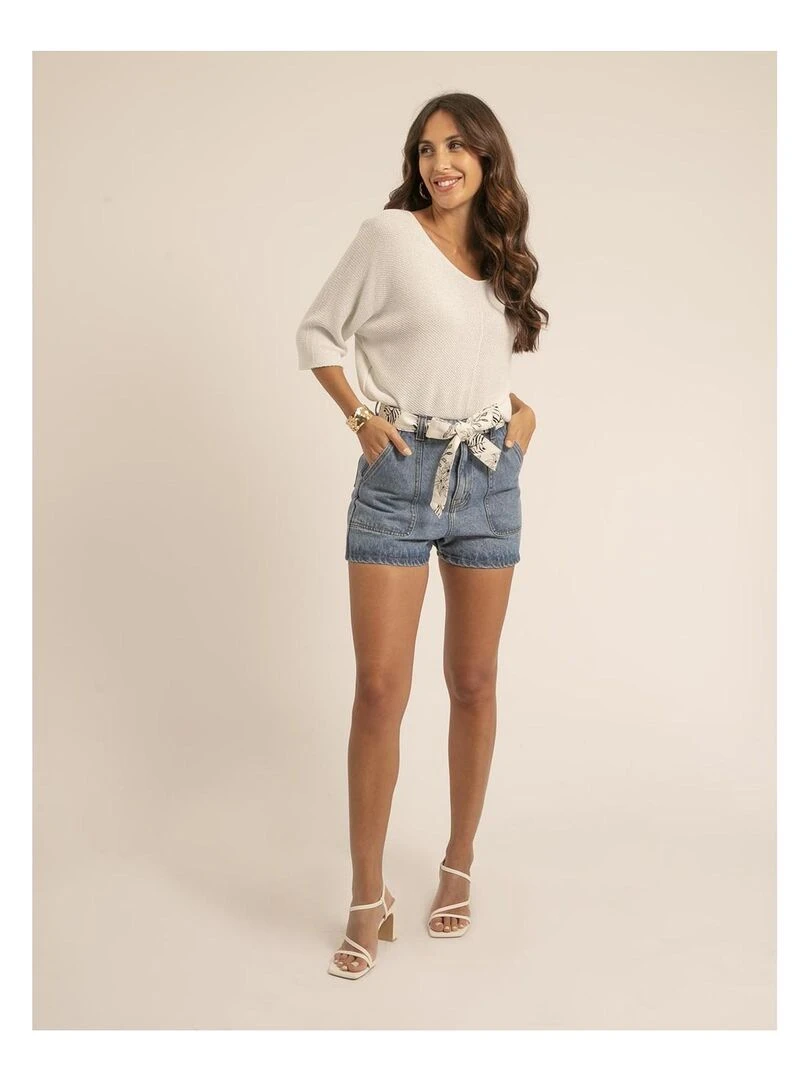 Pull fin paillettes KOLIANE   Blanc