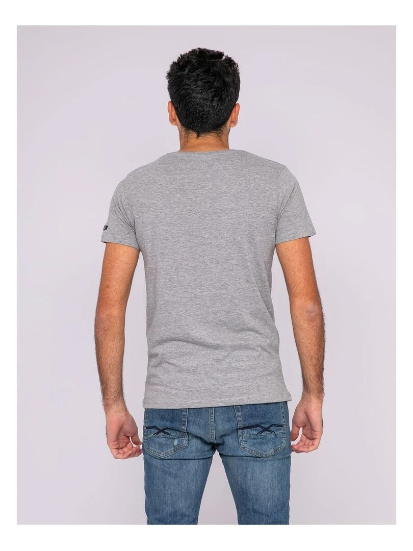 T shirt col V pur coton organique WETHERBY   Gris clair