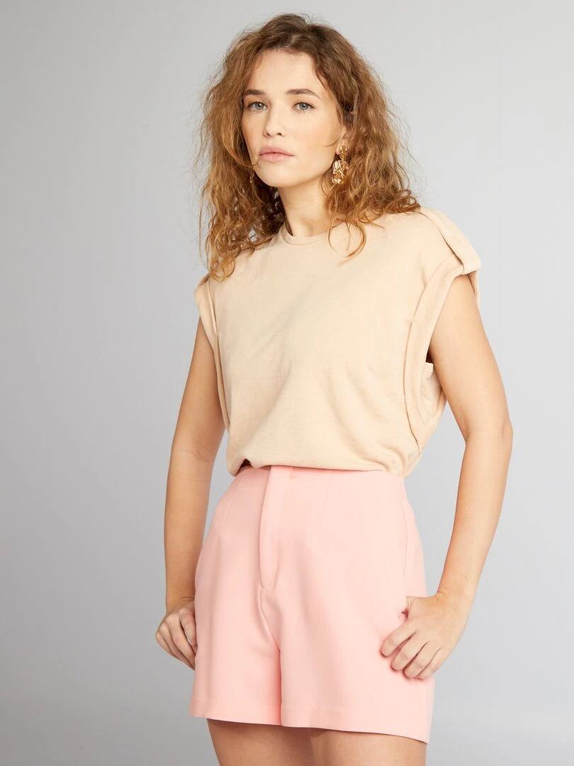 T shirt large avec effet délavé Beige
