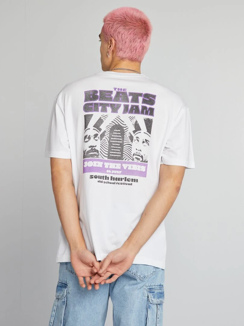 T shirt à imprimé poitrine Blanc