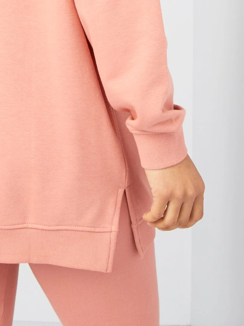Sweat à capuche à coupe longue   Rose