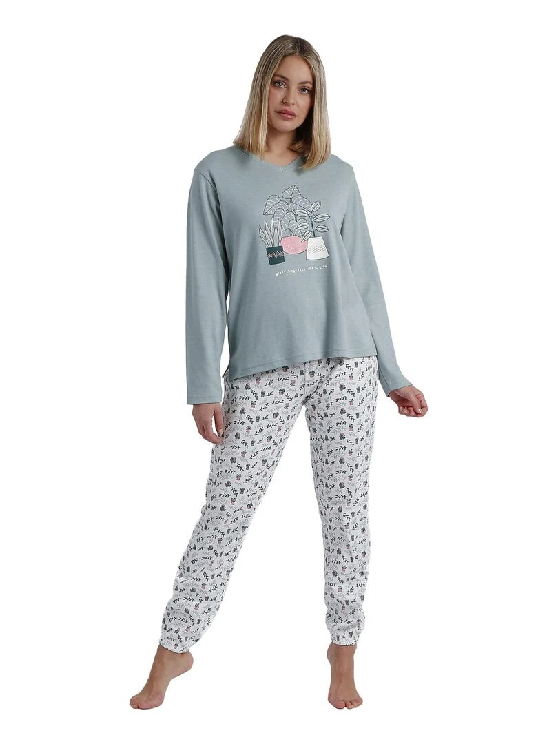 Pyjama pantalon top manches longues Time To Grow Vert