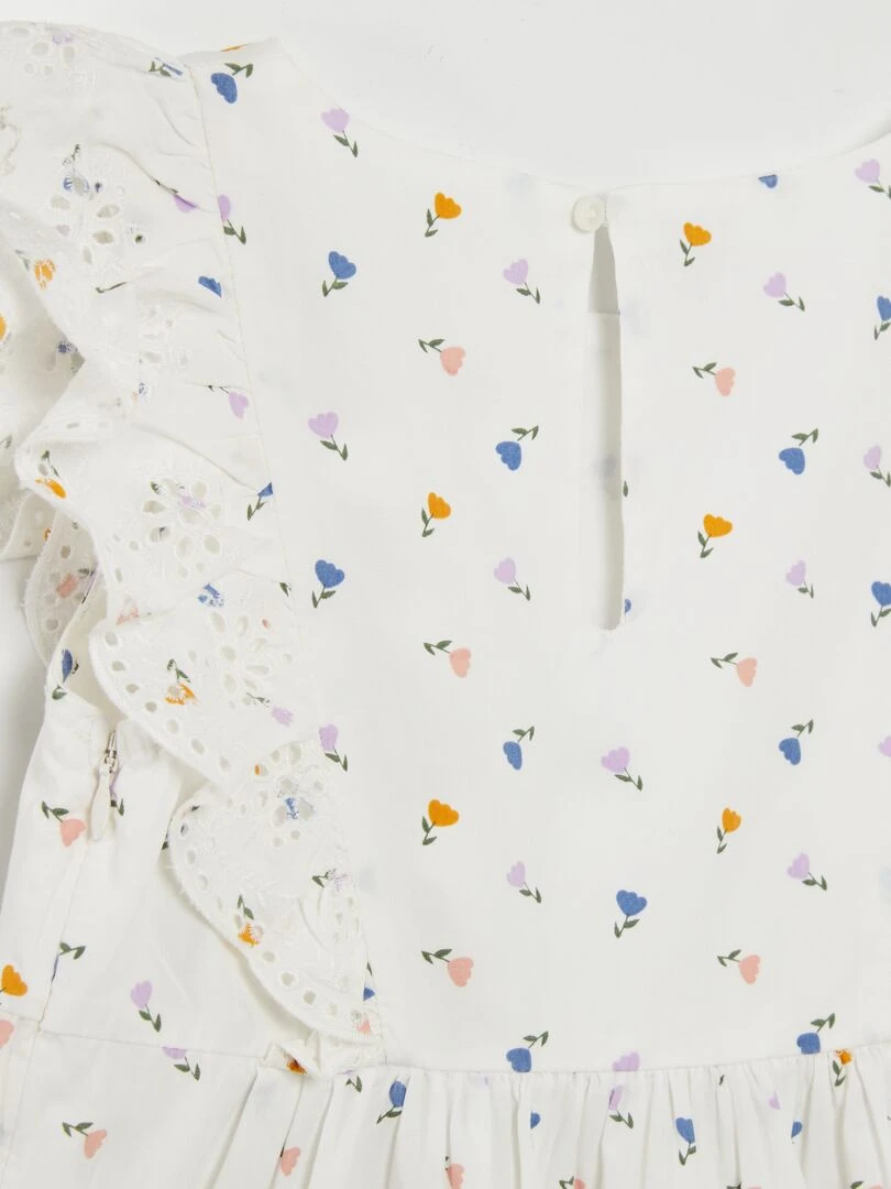 Robe à volants   Blanc/violet/bleu/jaune