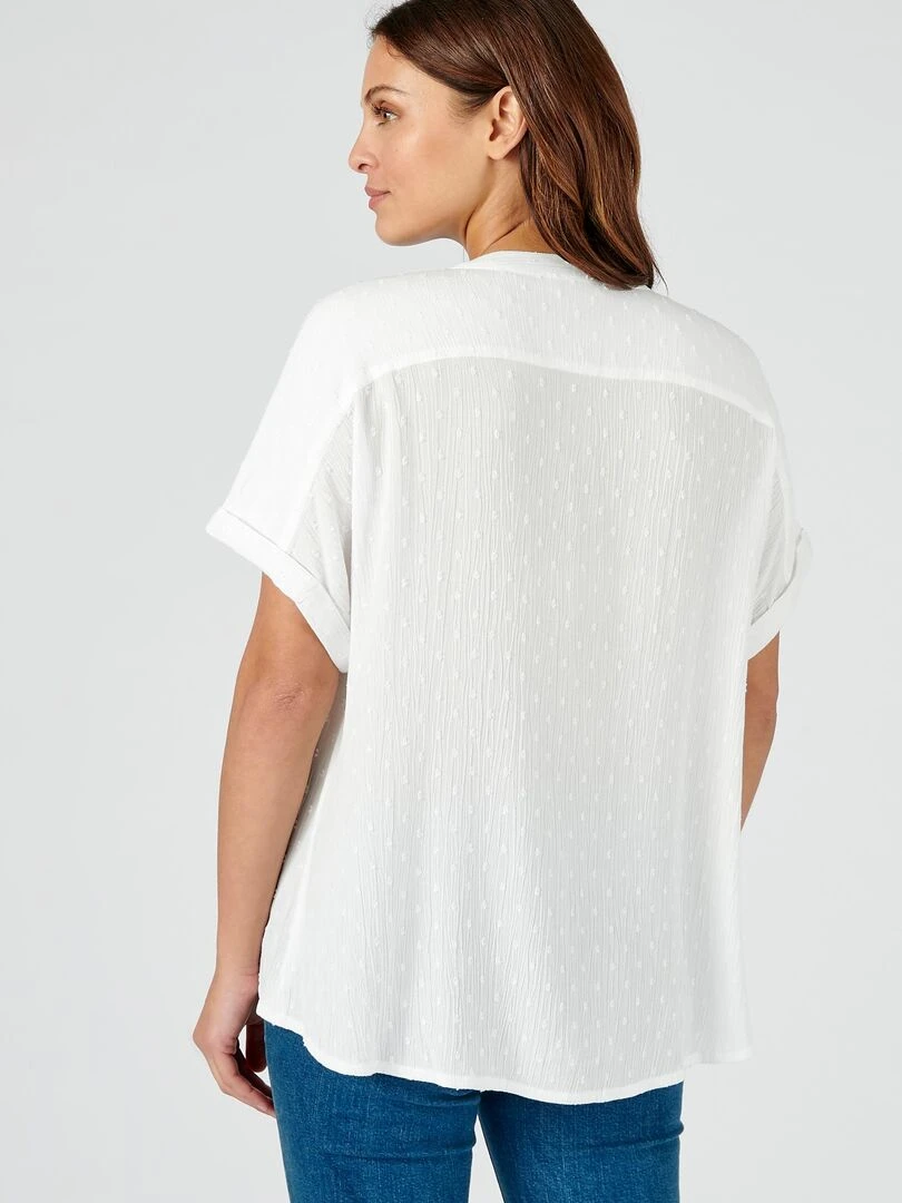 Chemisier crépon *fibres pure viscose Lenzing(TM) EcoVero(TM)   Damart   Blanc cassé