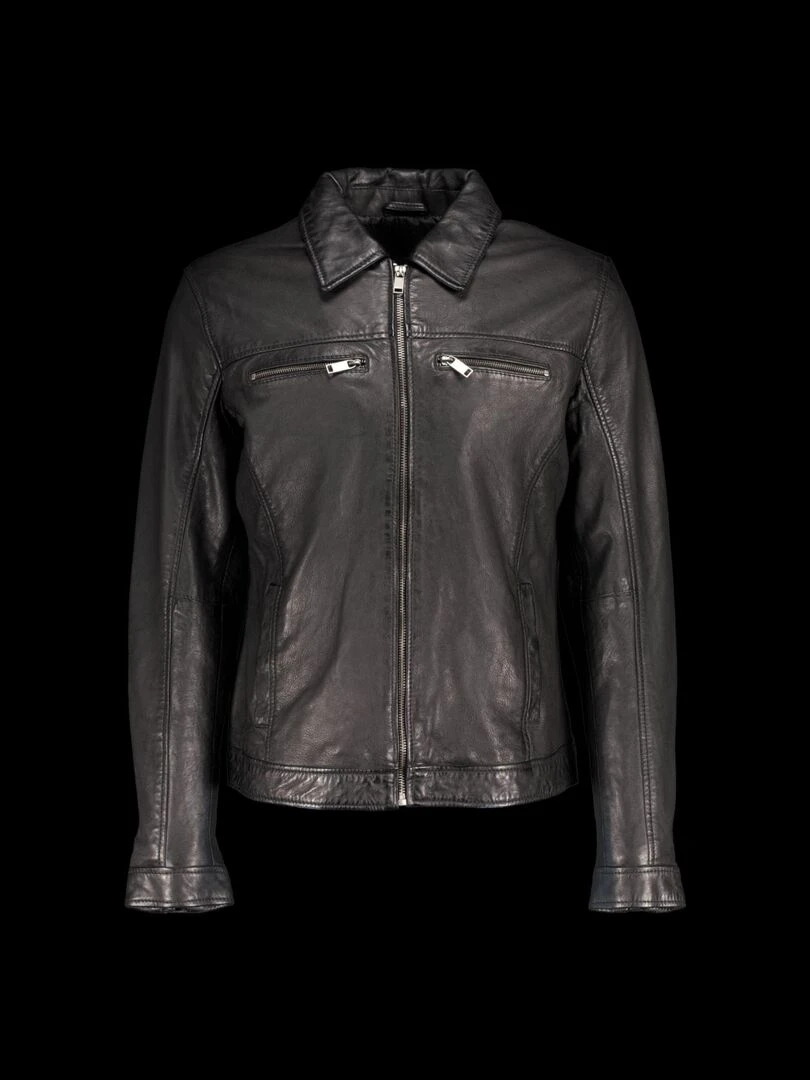 Veste en cuir style motard 'Deeluxe' Noir