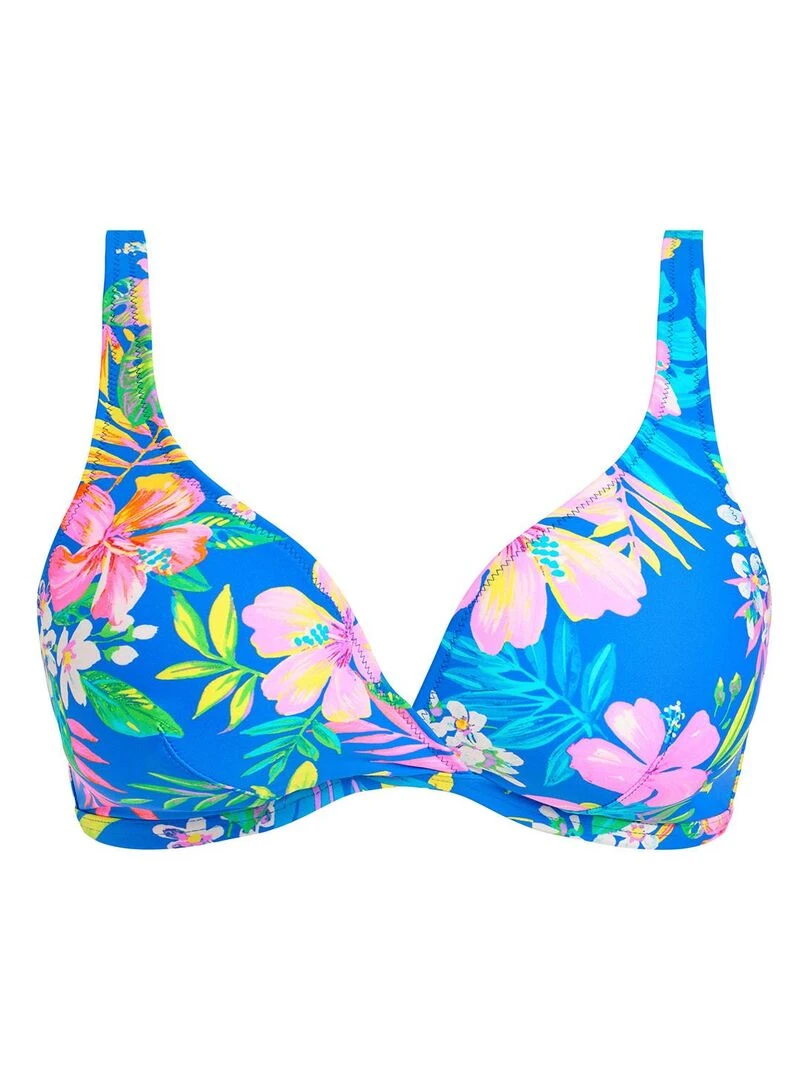 Haut de maillot fleuri sans armatures Hot Tropics   Bleu
