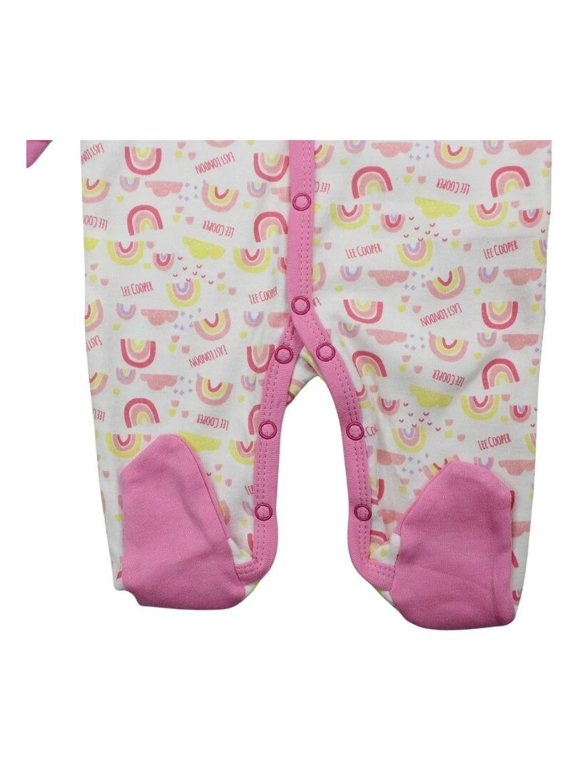 Lee Cooper   Grenouillere bébé fille imprimé logo en coton   Blanc