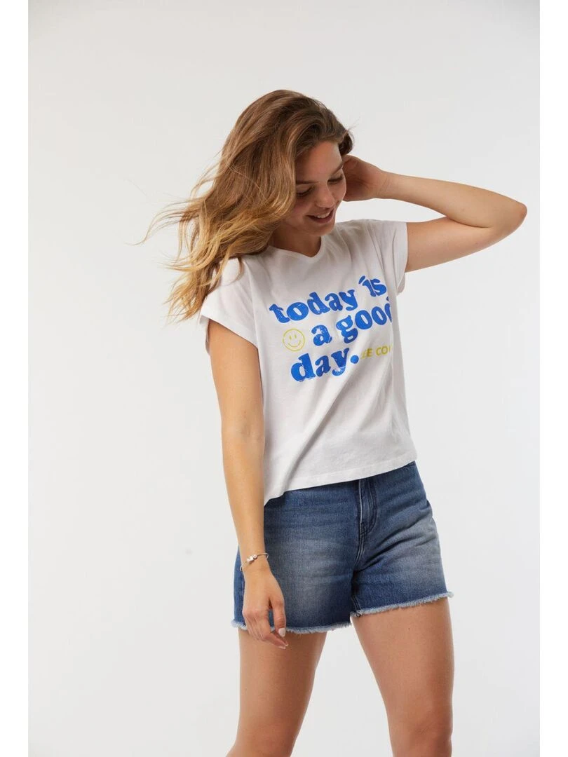 Lee Cooper   T shirt manches courtes coton loose ABANIA   Blanc