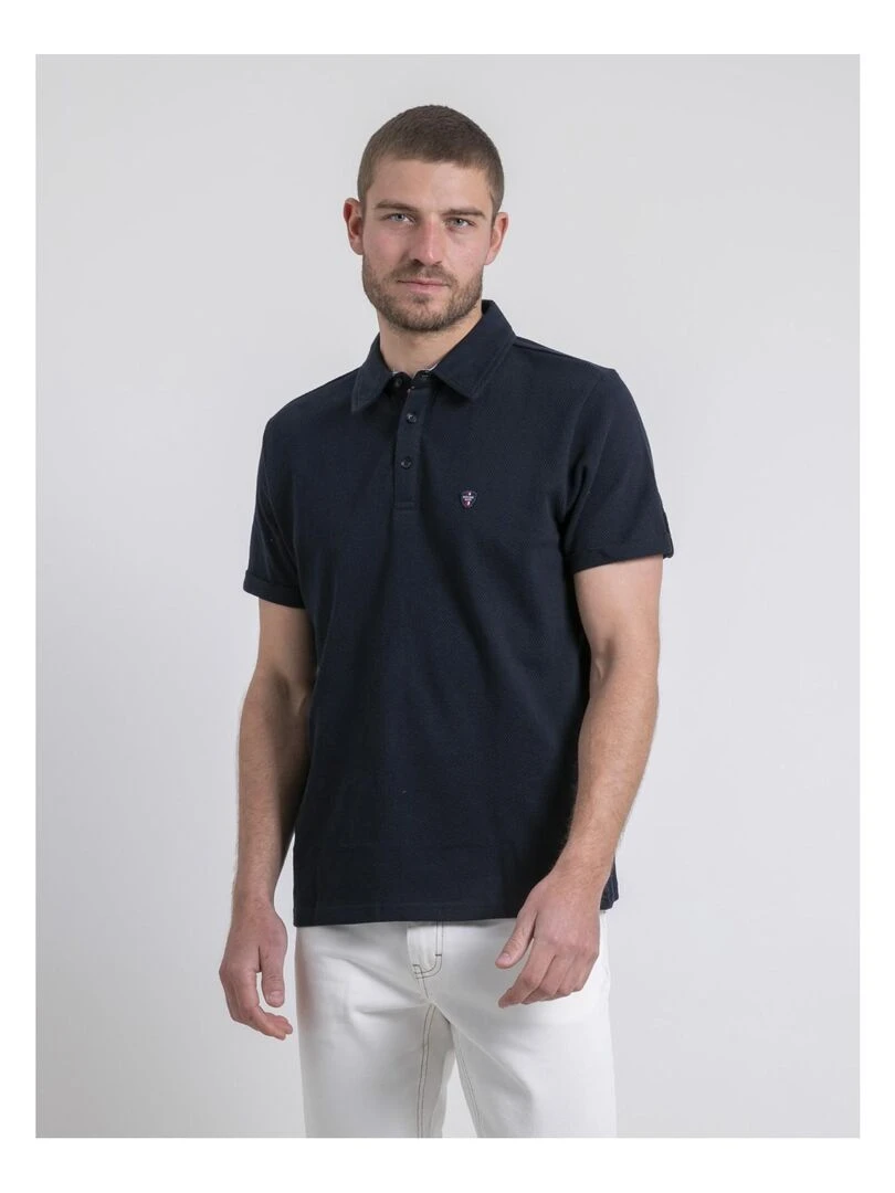 Polo manches courtes pur coton POULOAN Bleu marine