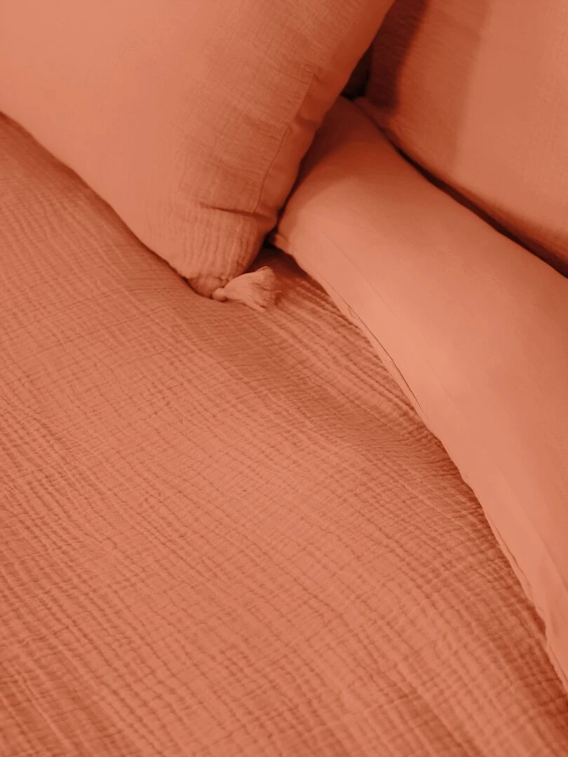 Parure de lit en gaze de coton   Caramel