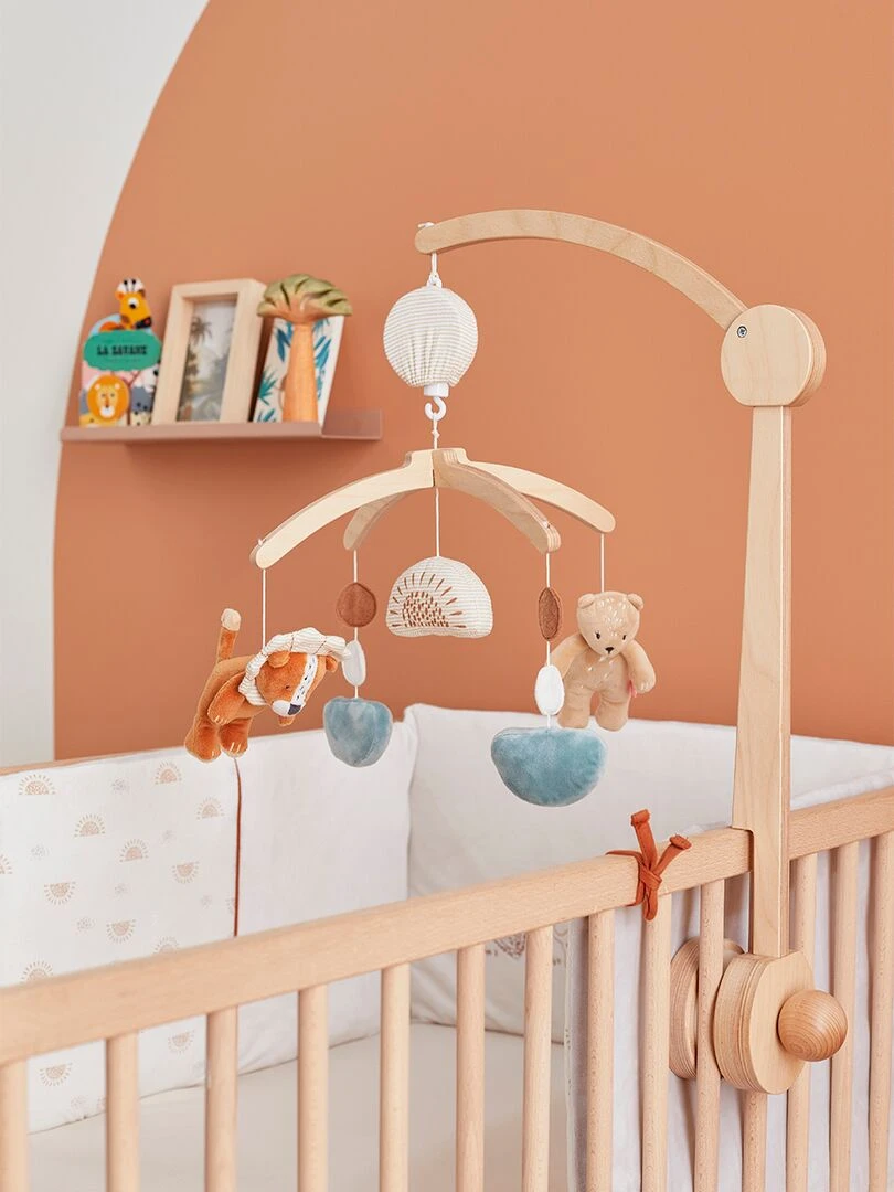 Mobile musical Babou & Kendi en bois Beige