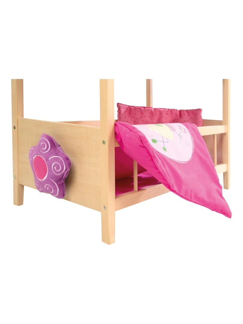 ROBA Lit Superposé pour Poupée Jumelle en Bois "Happy Fee" + Équipement Textile   Naturel/ Rose   N/A