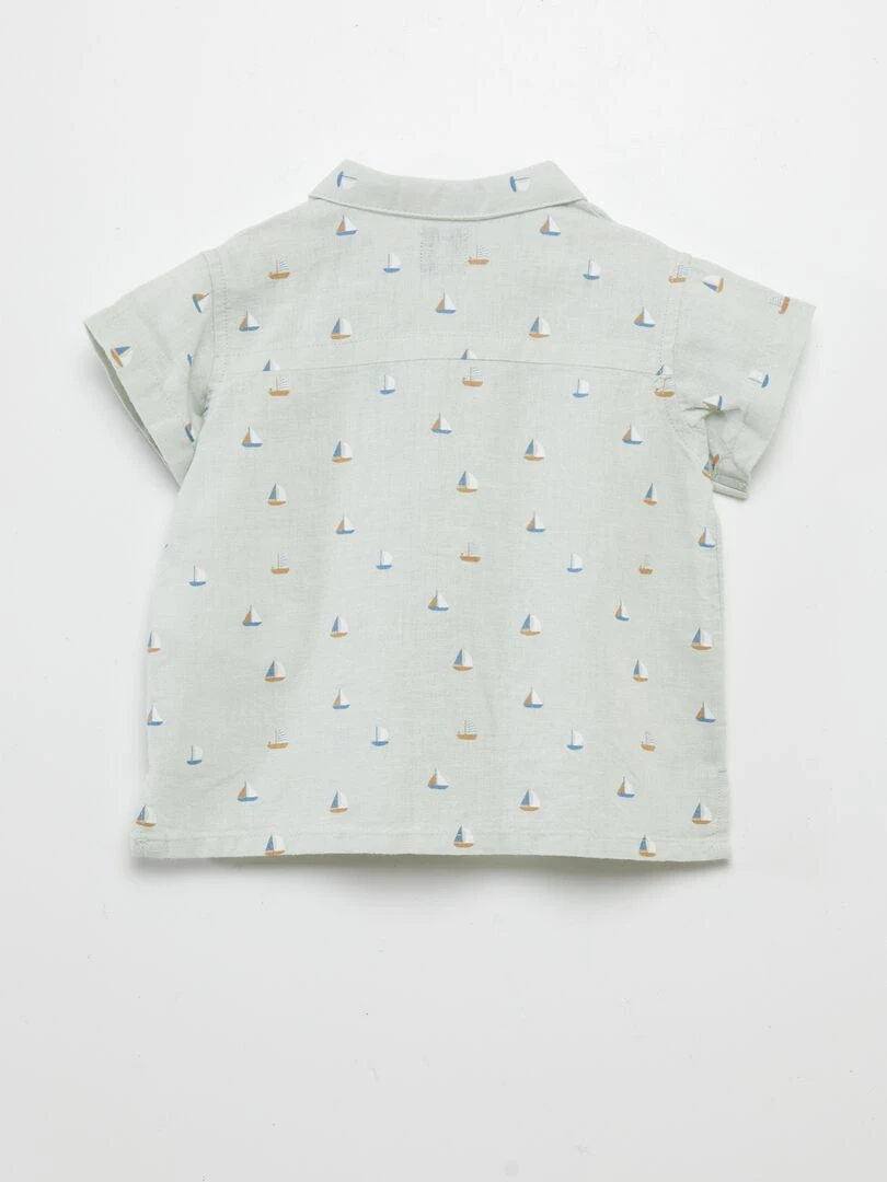 Chemise imprimée en lin mélangé   Vert