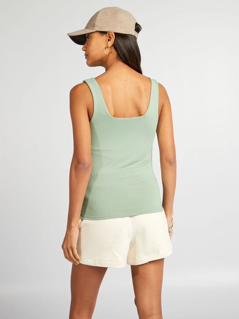 T shirt stretch à col carré   Vert