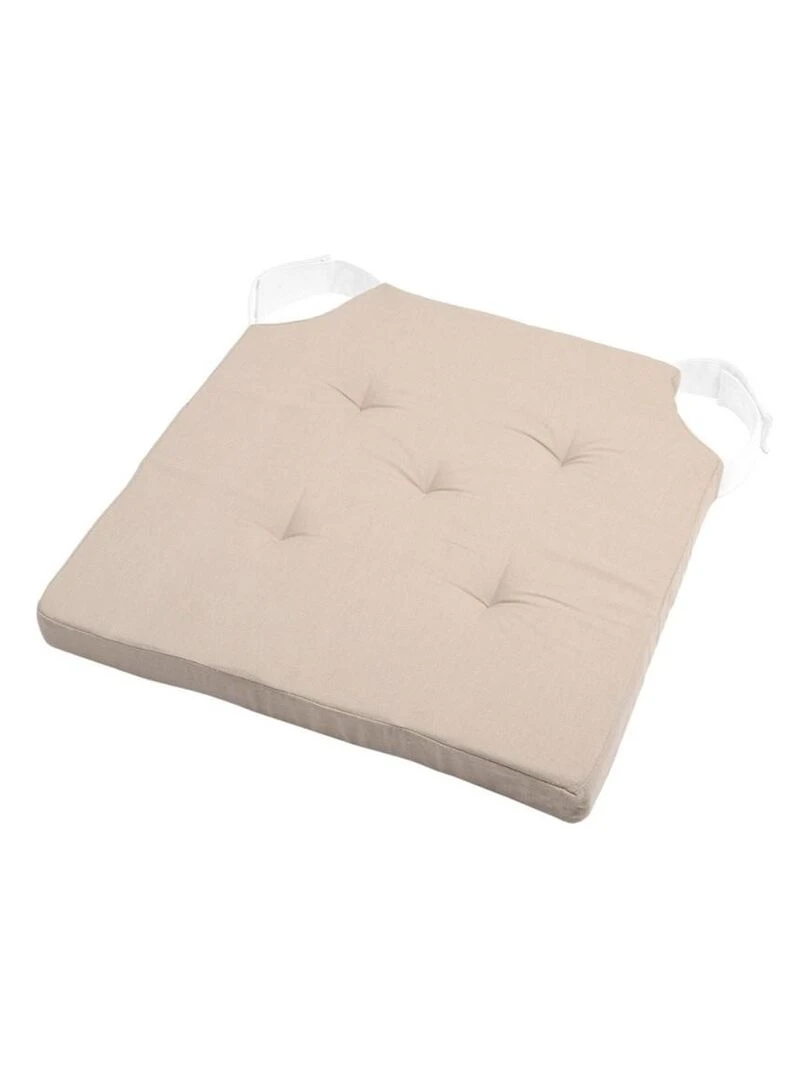 Lot de 4 galettes de chaise Duo velcro 38x38 lin écru Beige
