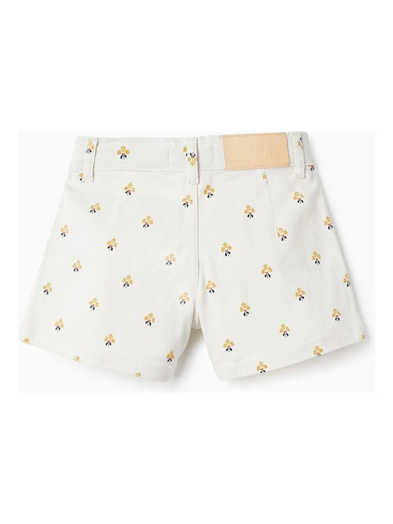 Short En Sergé Avec Motif Pour Fille Blanc