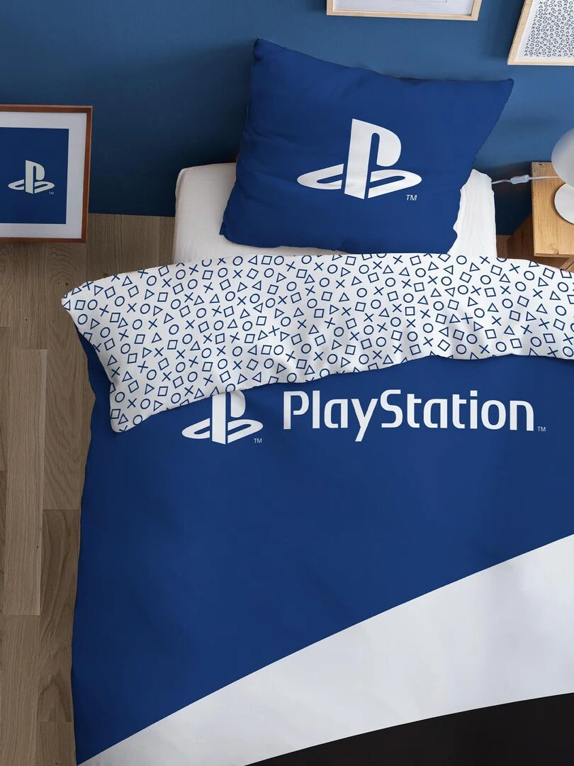 Parure de lit imprimée 100% coton PLAYSTATION GAME Bleu