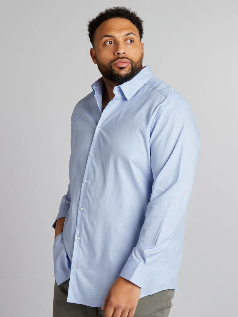 Chemise en coton dobby   Bleu clair