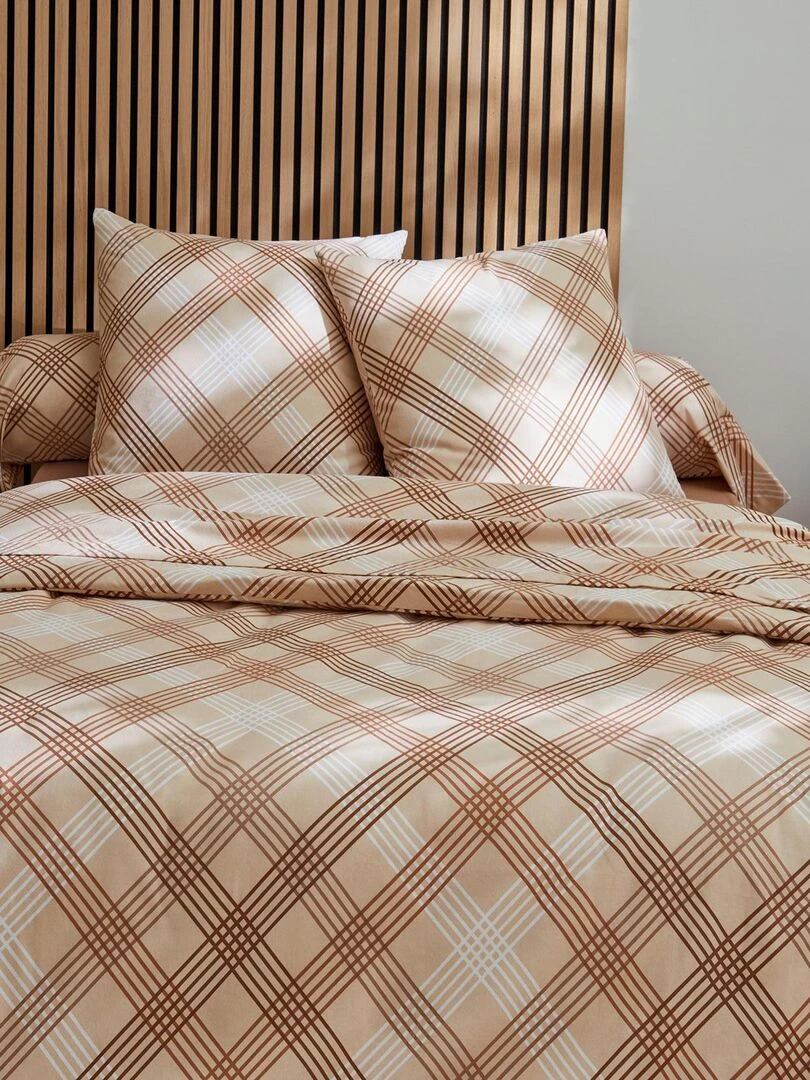 Parure de couette en flanelle au look graphique Beige foncé