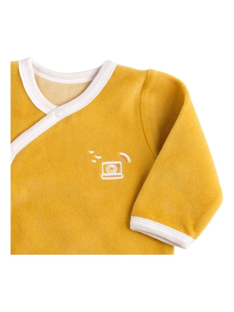 Pyjama bébé à manches longues en velours SAUTHON Jaune