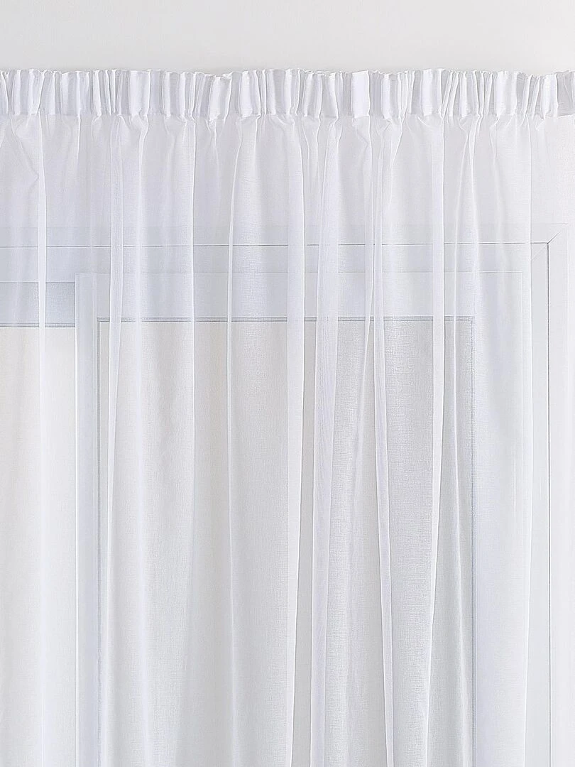 Voilage base tissée finition galon fronceur   Blanc