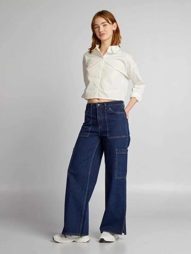Jean straight multipoches Bleu