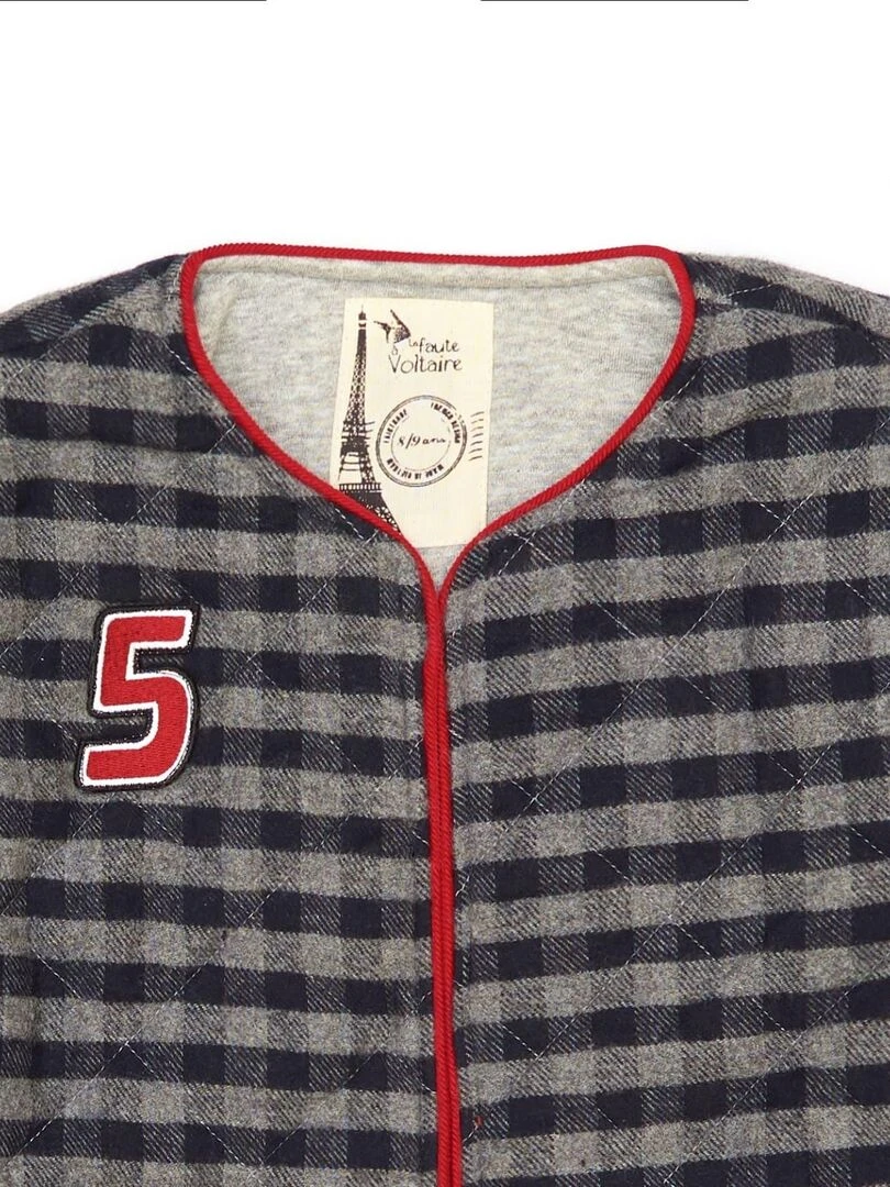 Veste Matelassée Fille  Laine Carrx Vichy Gris  ELOÏSE   'LA FAUTE A VOLTAIRE'   Gris foncé