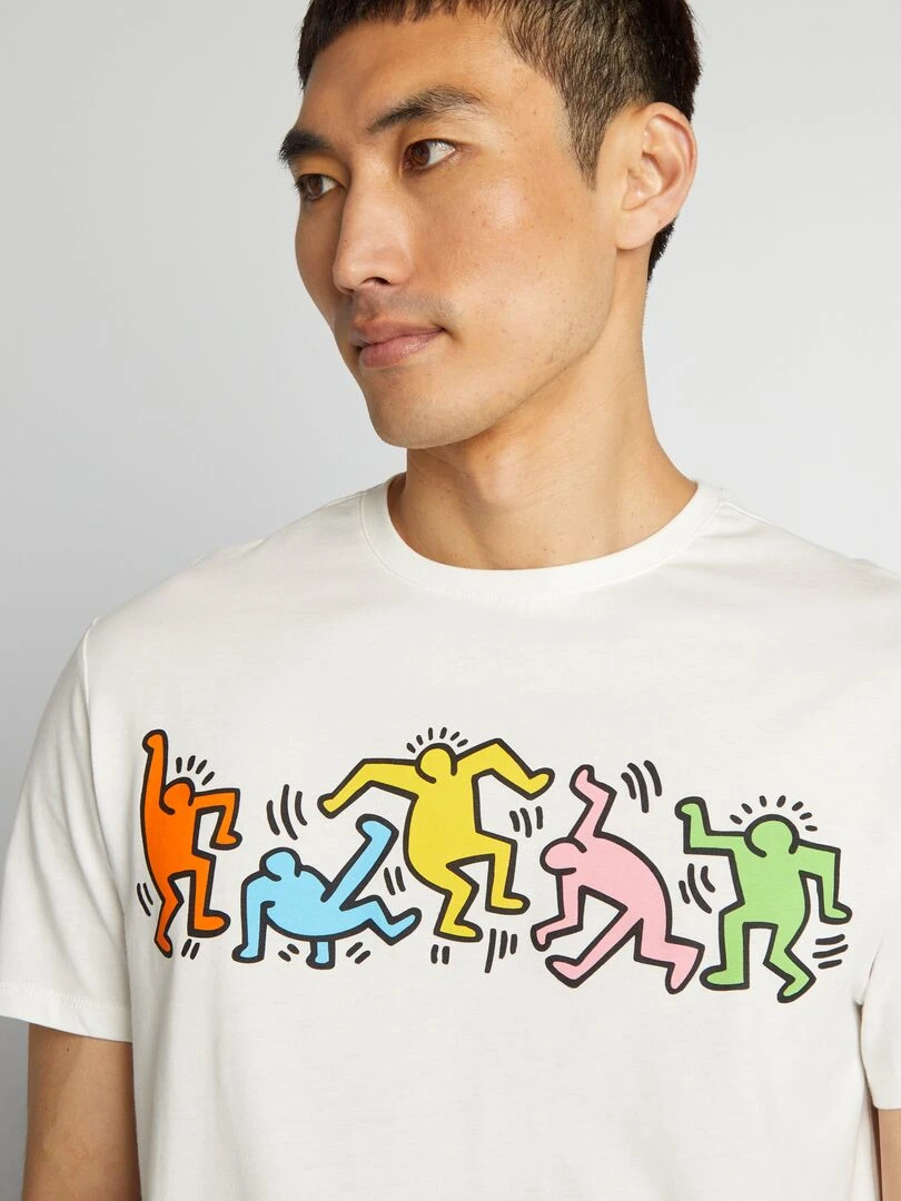 T shirt 'Keith Haring' à col rond   blanc