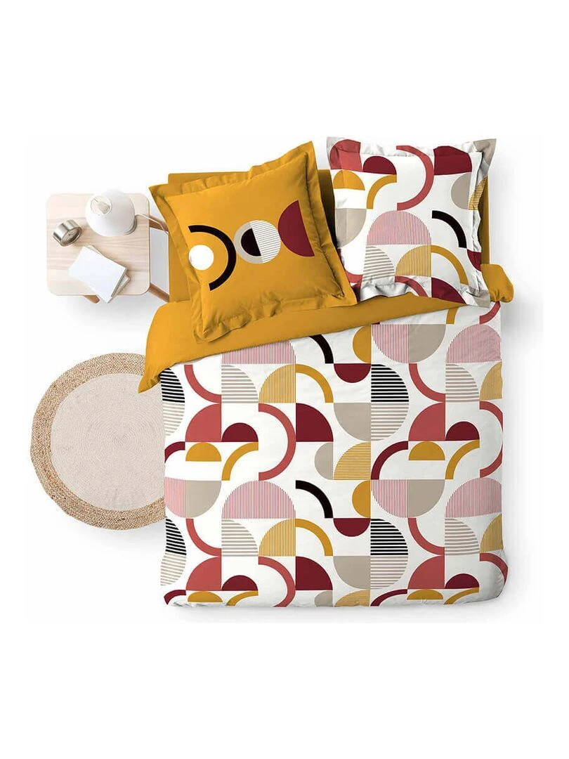 Housse de couette 240x220 Neoline + 2 taies coton 42 fils   Jaune