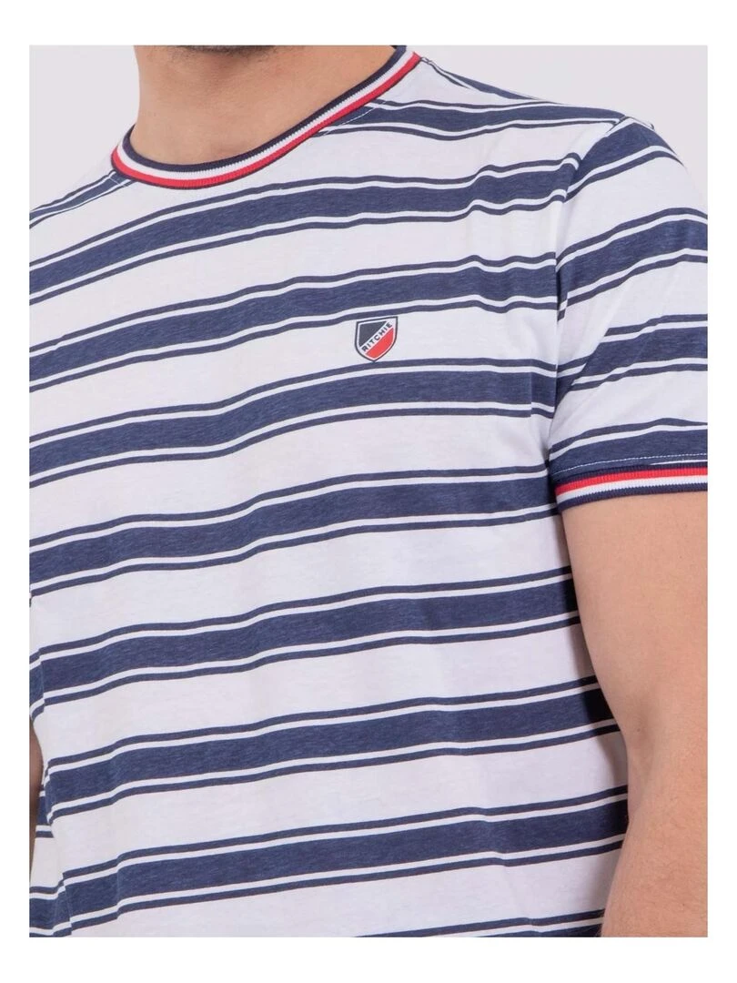 T shirt col rond pur coton NABENOR   Blanc