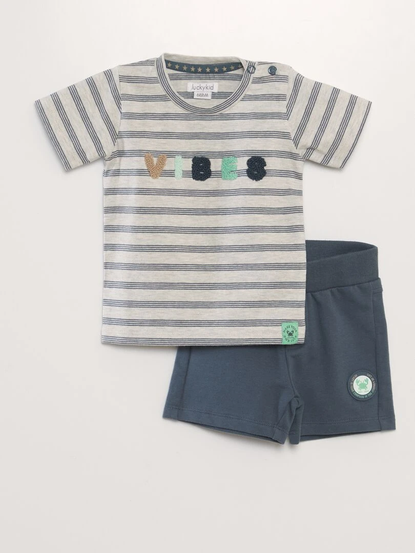Ensemble T shirt et short 2 pièces Bleu