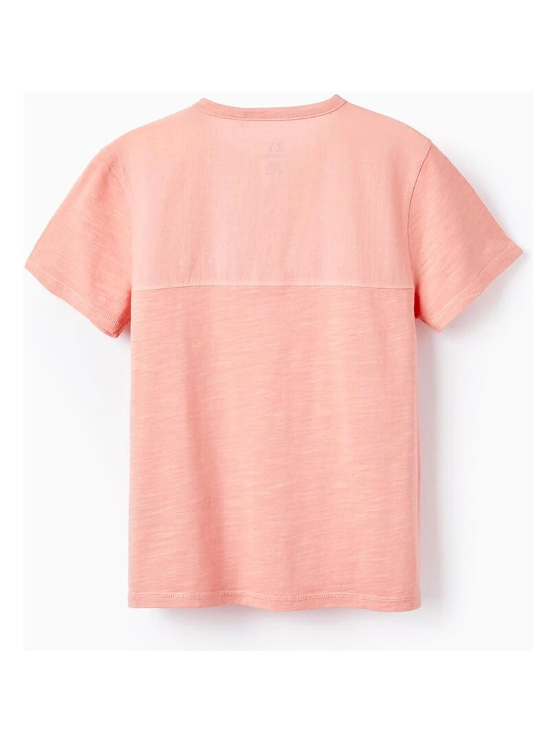 T Shirt en Coton avec Poche pour Garçon manches courtes Rose