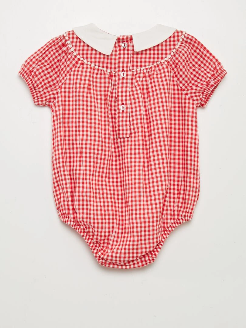 Barboteuse à carreaux en seersucker   Rouge