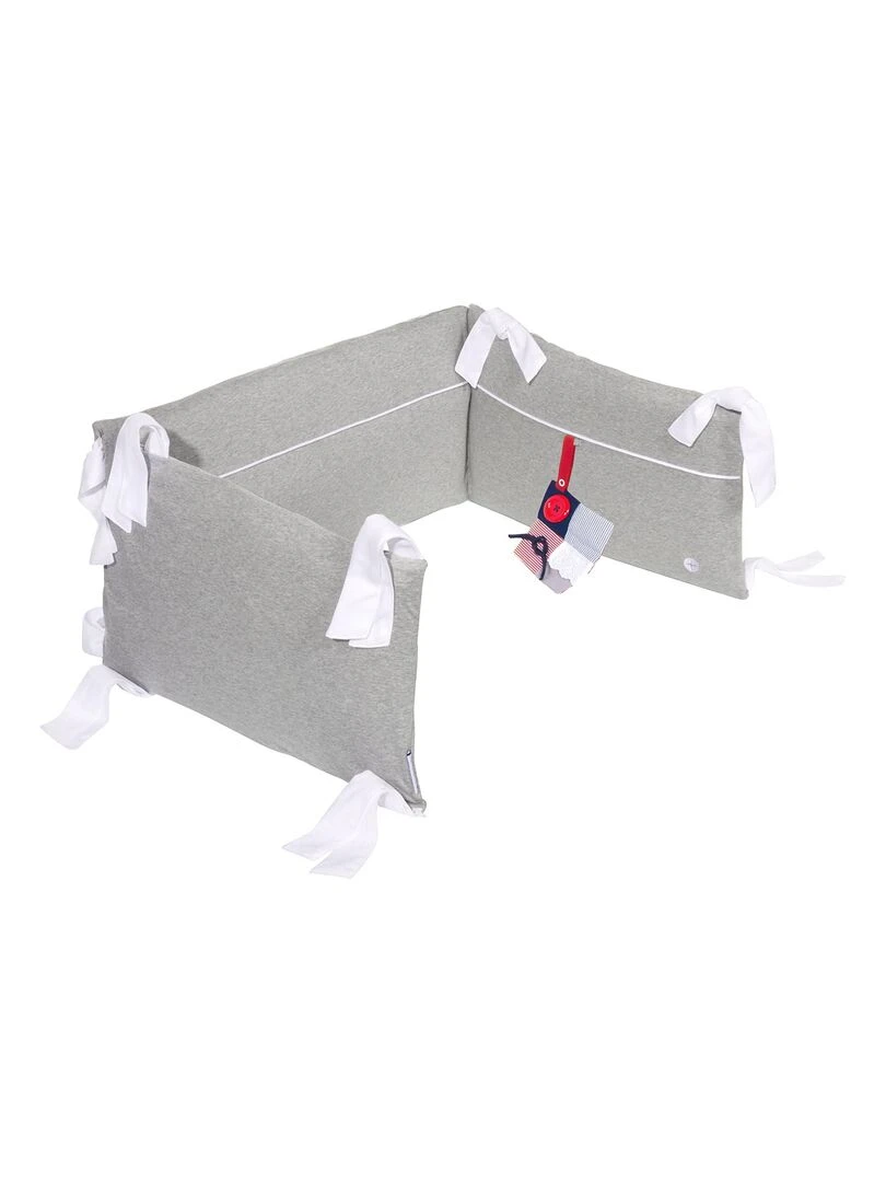 Tour de lit bébé stable en coton gris 180 x 35 cm Gris