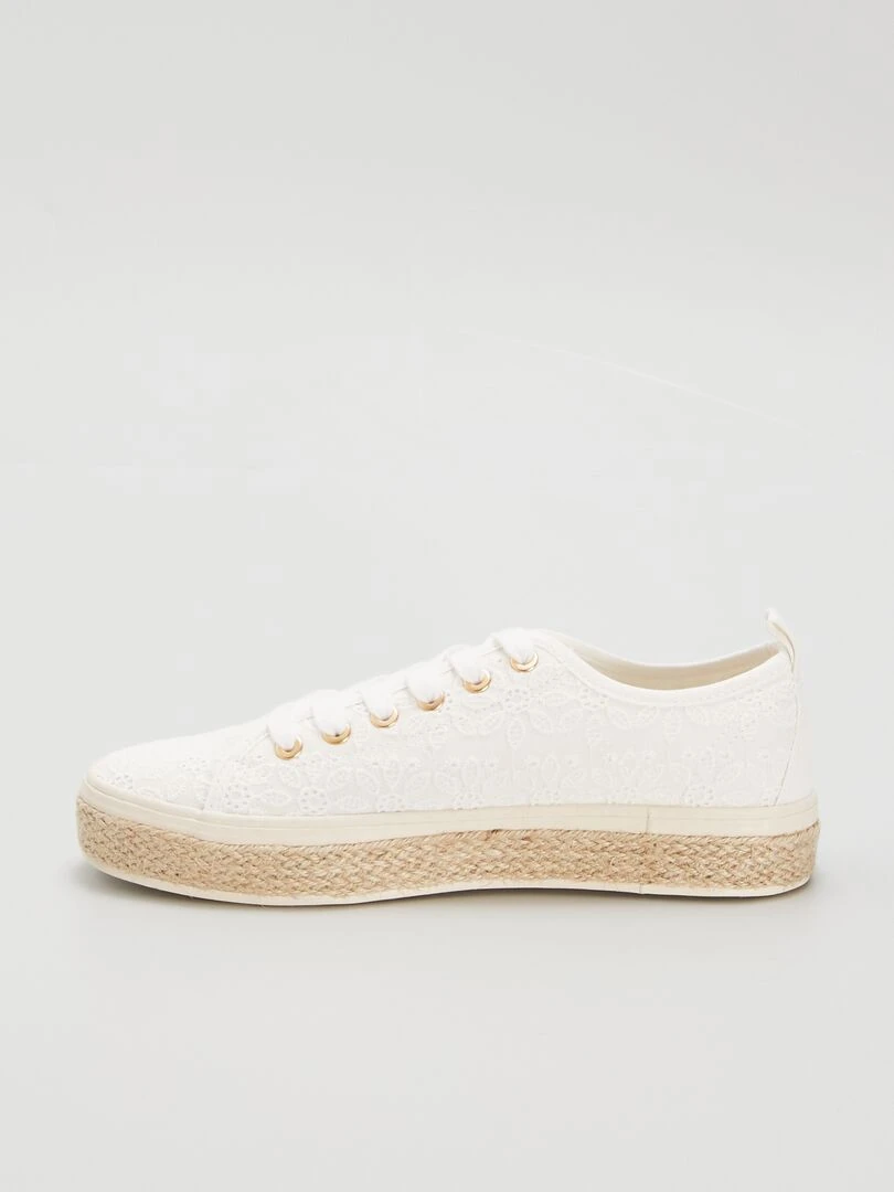 Baskets brodées à corde   Blanc cassé