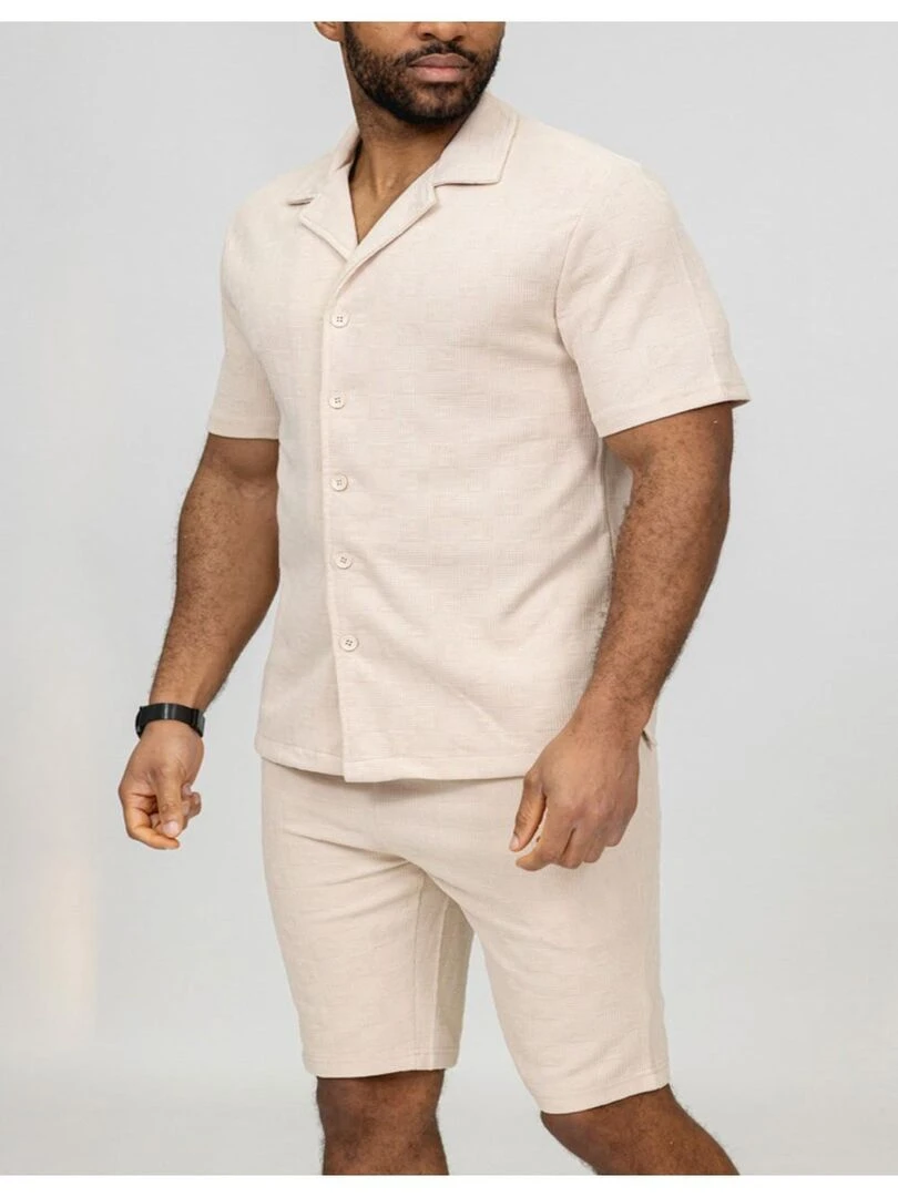 Ensemble Short Chemise Kebello Beige