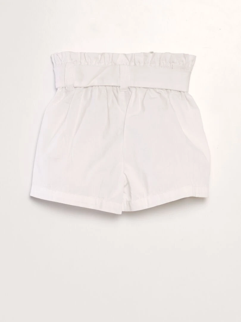 Short ceinturé en popeline blanc