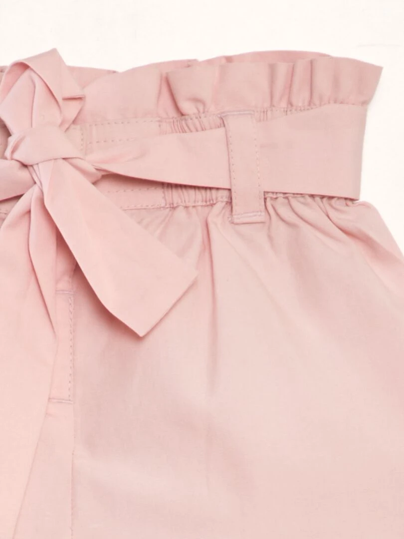 Short ceinturé en popeline   Rose