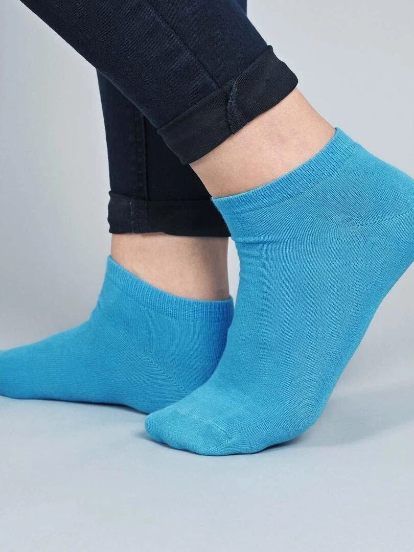 Socquettes Coton Prémium Lot 10 Paires Fabrication UE Bleu ciel