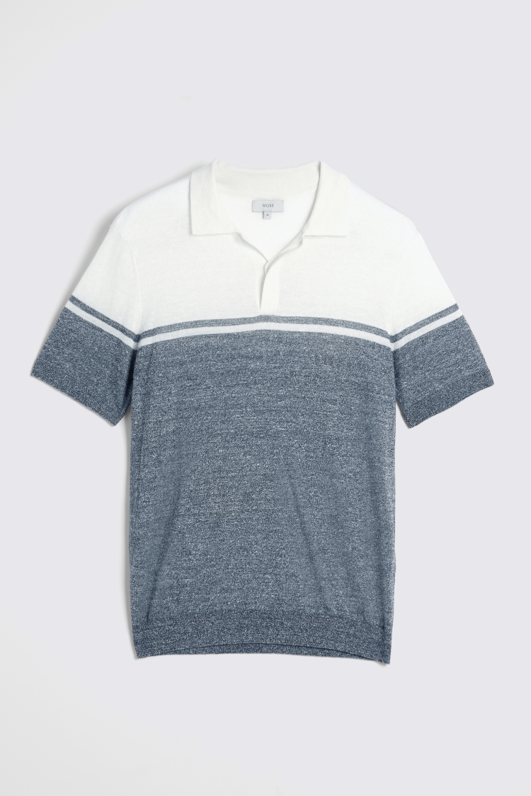 Khaki Stripe Linen Blend Knitted Polo   Buy Online at Moss
