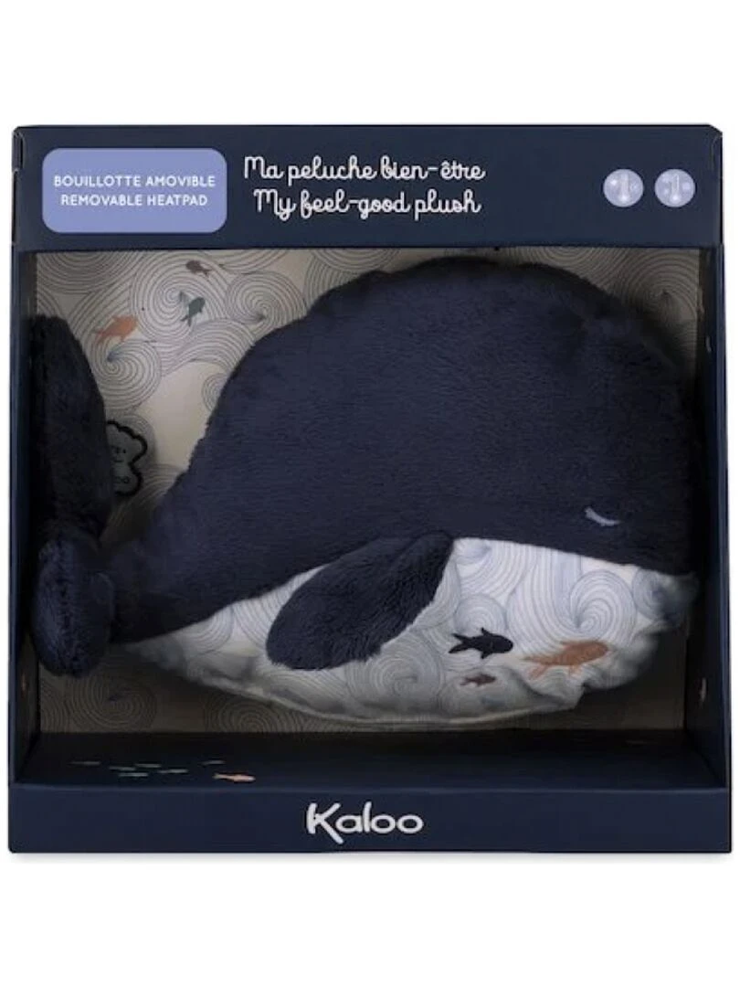 Peluche bouillotte bien être baleine Petit calme (17 cm)   Bleu